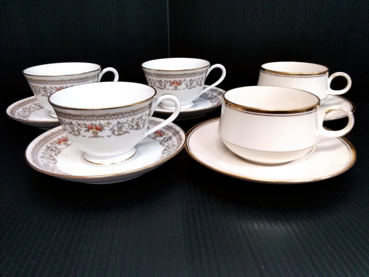 ノリタケ　Noritake　カップ&ソーサー　5客まとめて　Contemporary　コンテンポラリー　LINTON　リボンマーク　N印　JAPAN　ブランド洋食器_画像2