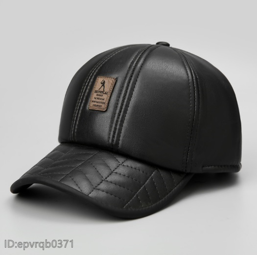レザーキャップ 新品 野球帽 メンズ 革帽子 キャスケット 紳士 ゴルフ フリーサイズ 調節可能 ２色選ぶ/黒_画像1
