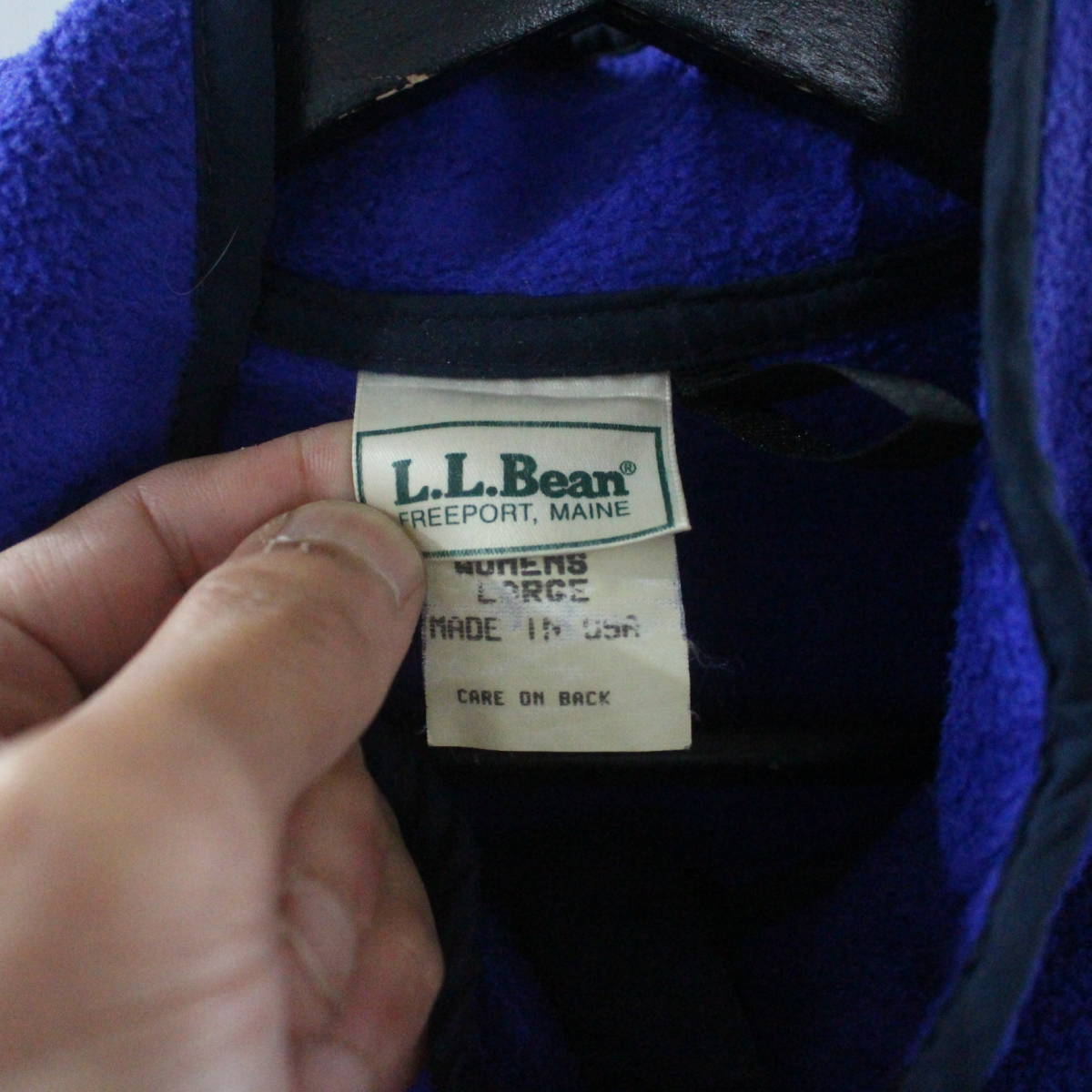 P213 80sビンテージ L.L.BEAN フリースジャケット■1980年代製 表記Lサイズ レディース USA製 プルオーバー ブルー アウトドア 古着 古着卸_画像3