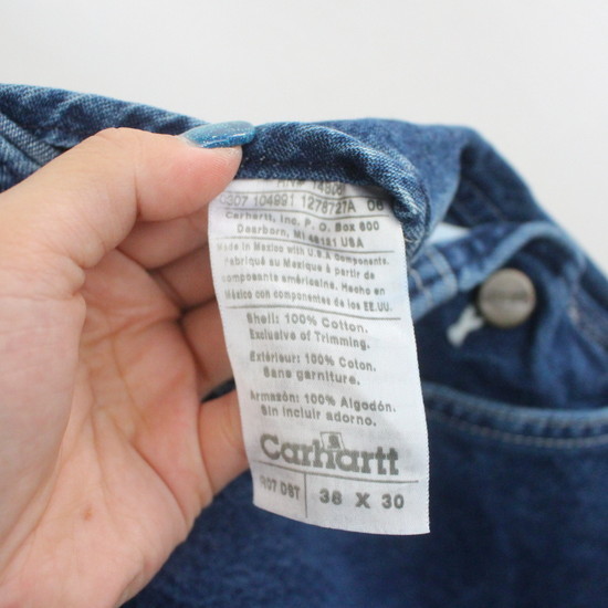 e833 2007年製ビンテージ carhartt カーハート DST デニム オーバーオール■00s 表記38インチ ブルー サロペット アメカジ ストリート 古着_画像3