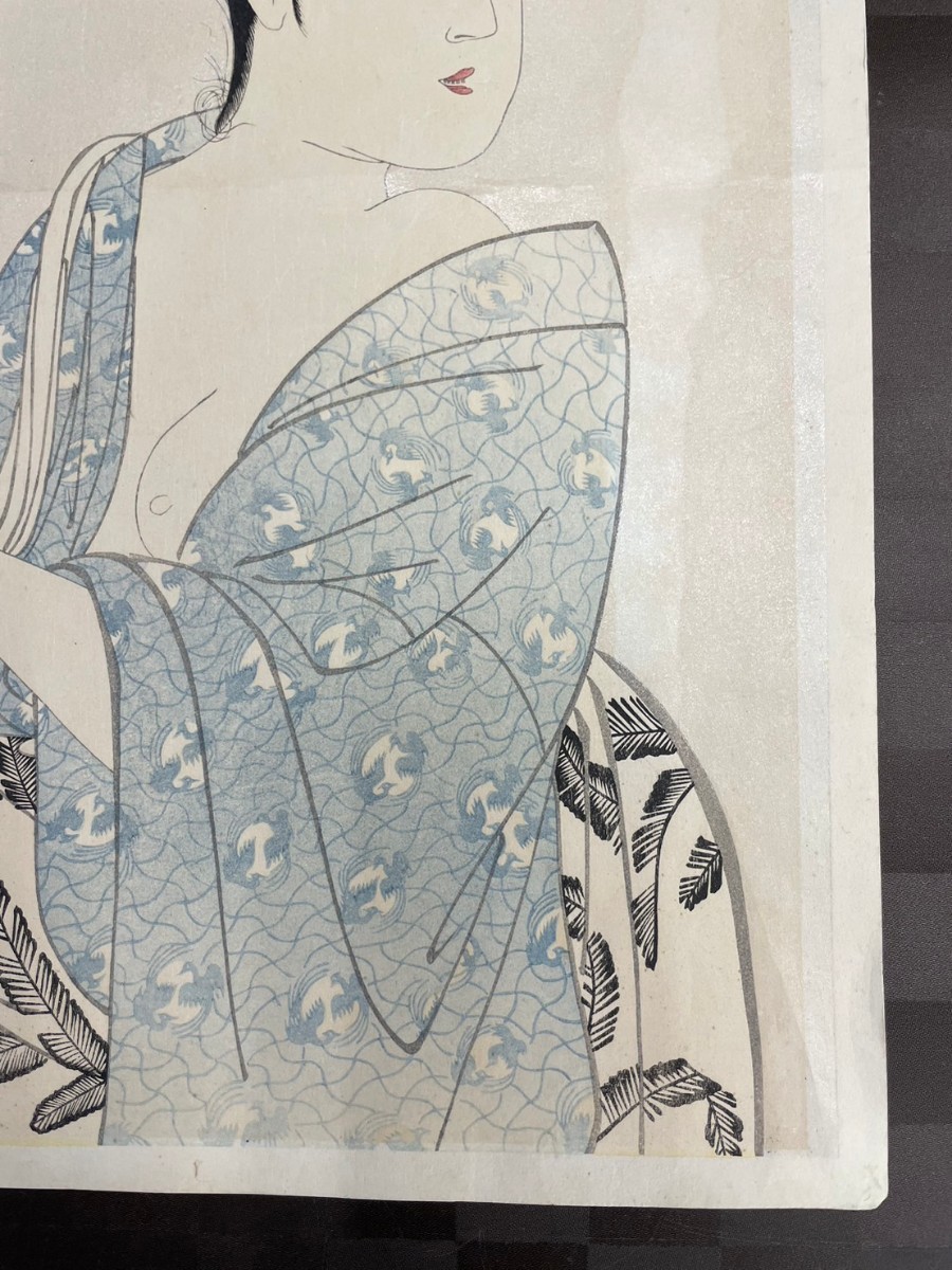 【訳あり】復刻木版画　喜多川歌麿画　浮世絵　白雲母摺　婦人相学十躰　浮気の相　相見　検:美人画　格安　着物_画像6