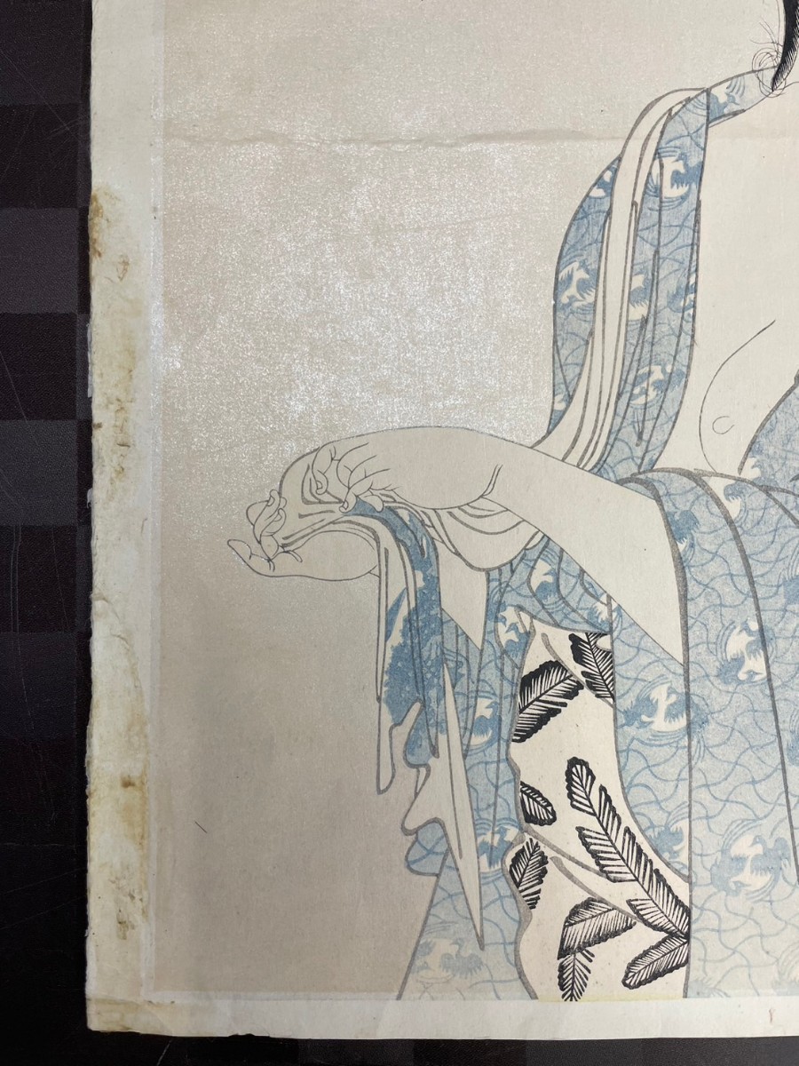 【訳あり】復刻木版画　喜多川歌麿画　浮世絵　白雲母摺　婦人相学十躰　浮気の相　相見　検:美人画　格安　着物_画像5