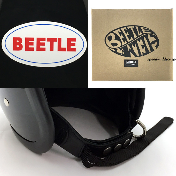 【即納】OCEAN BEETLE BEETLE 500TX-2 BLACK ストラップ黒 L/オーシャンビートルブラックビンテージヘルメットbellベル60s70s_画像4