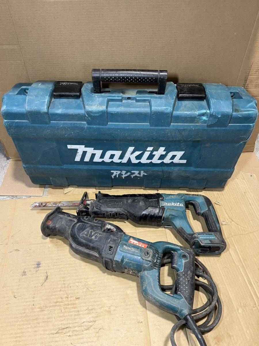 P1115-1 makita マキタ 18V 充電式レシプロソー JR187D + 100V JR3070CT 2点まとめ 通電可 現状品_画像1