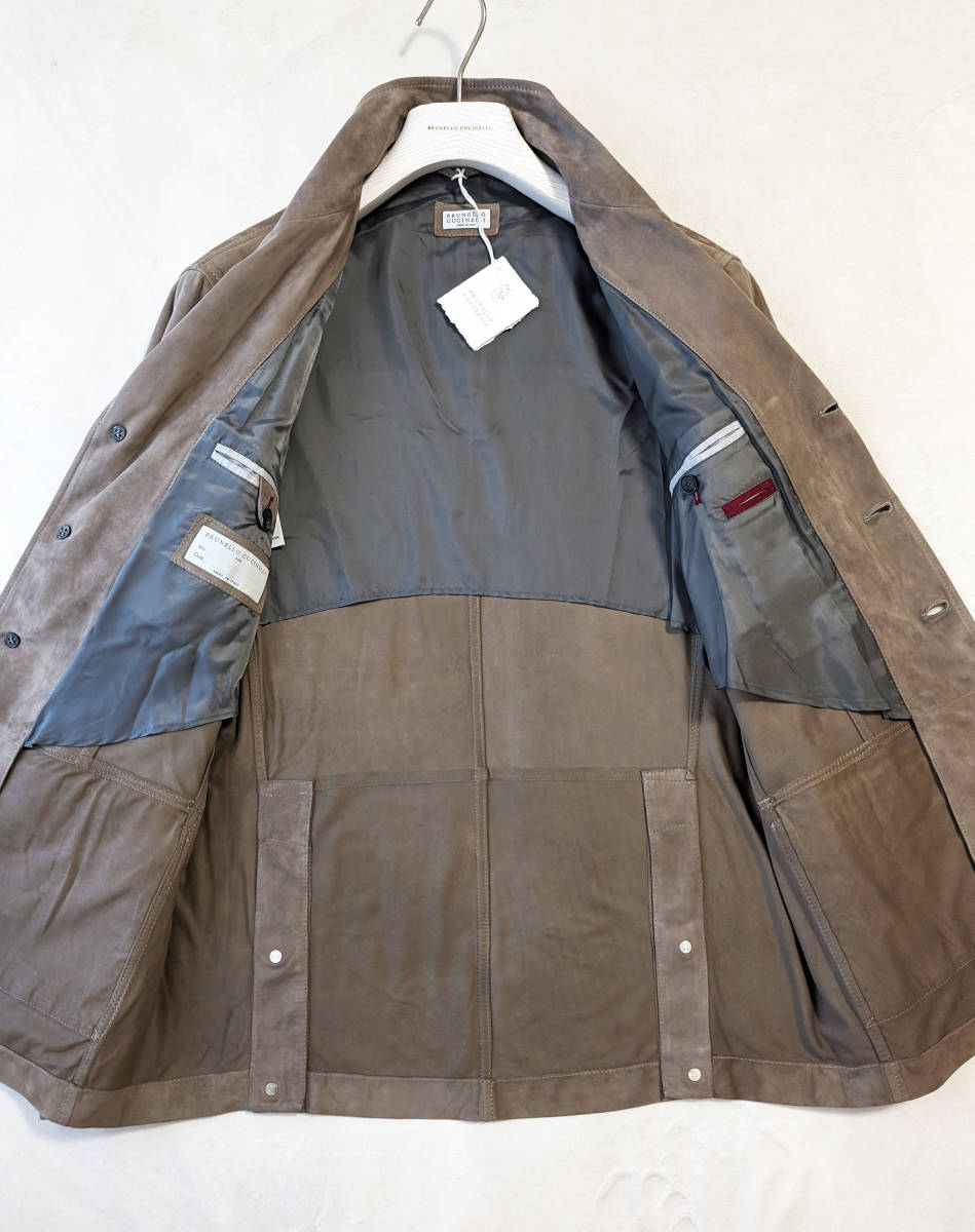 Brunello Cucinelli ブルネロクチネリ スエード レザー サファリ ジャケット M 定価90万円_画像4