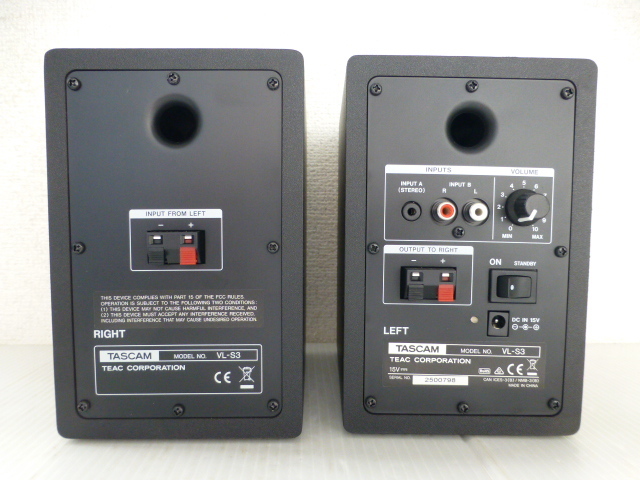 【33223】◆家電 TASCAM Powered Desktop Monitors モニタースピーカー VL-S3 現状品◆_画像3