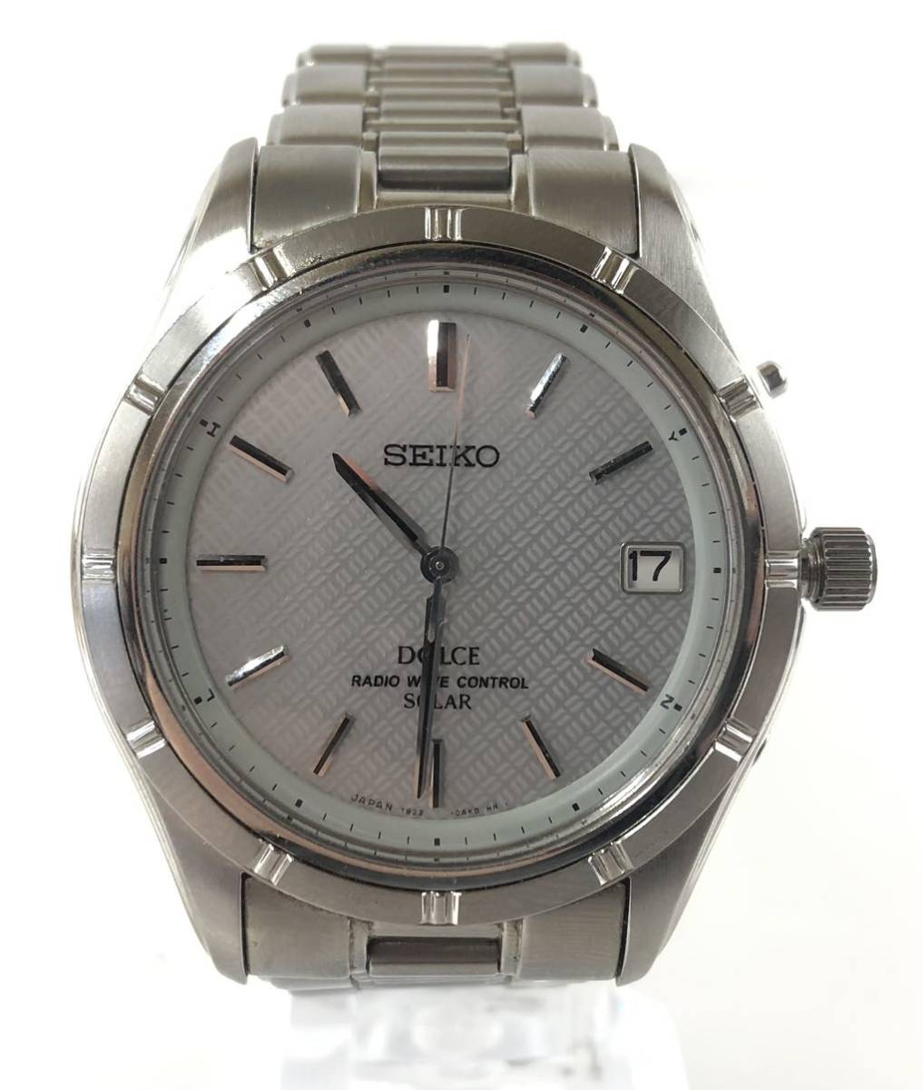 【HM1022】SEIKO セイコー DOLCE ドルチェ 電波ソーラー 7B22-0AF0 デイト シルバー文字盤 ラウンド メンズ 腕時計 φ56.6_画像2