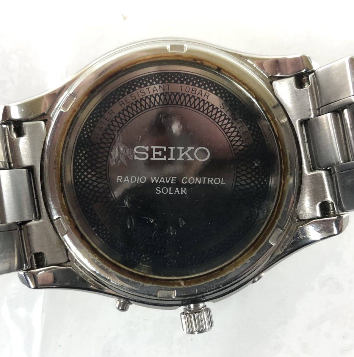 【HM1022】SEIKO セイコー DOLCE ドルチェ 電波ソーラー 7B22-0AF0 デイト シルバー文字盤 ラウンド メンズ 腕時計 φ56.6_画像3