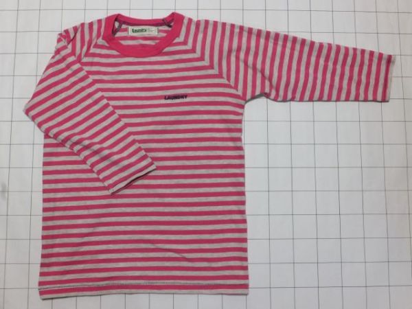 ◆Tシャツ 7部袖 サイズ(S) Laundry(ランドリー)ボーダー柄(ピンク/グレー)◆古着 同梱可 七分 刺繍 レディース ボーイ ガール リトル 忍_画像1
