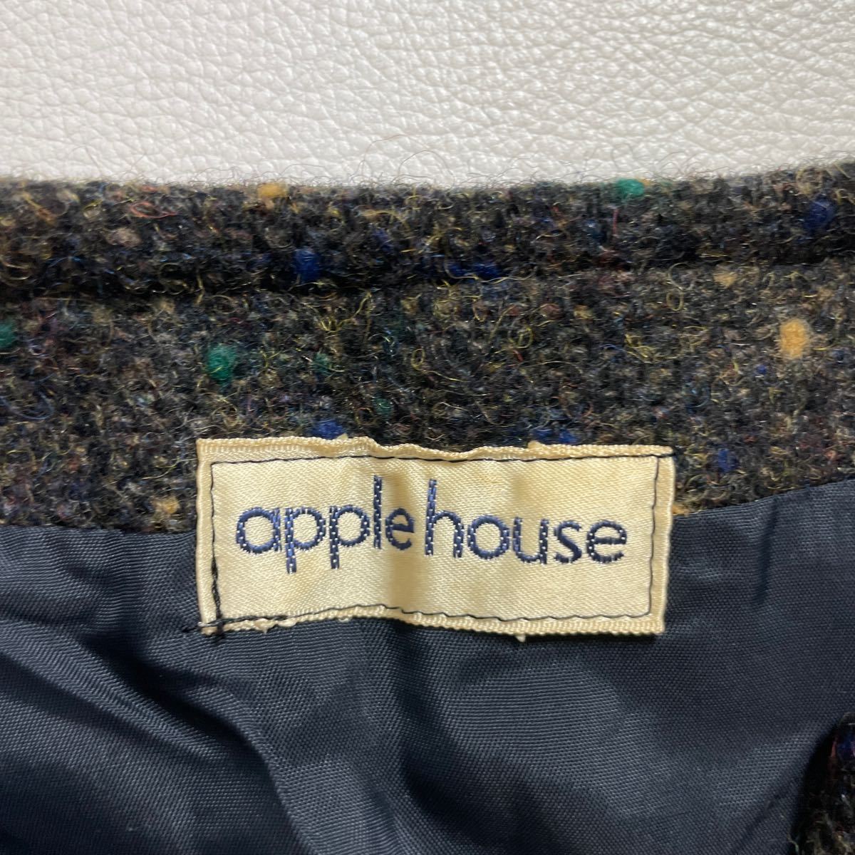 242 apple house アップルハウス あぶち ミックスツイード ウール ノーカラー ジャケット サイズM レディース 31110R_画像3