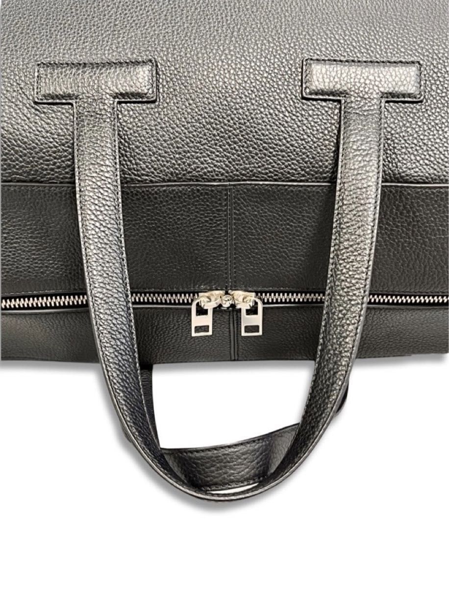 TOM FORD トム フォード 2WAY カーフレザー ショルダー ボストンバッグ ダークネイビー H0348H メンズ