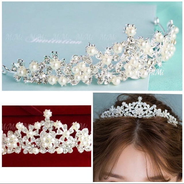  pearl Tiara head dress wedding hair ornament wedding wedding accessory silver ... flower bride jewelry . flower 