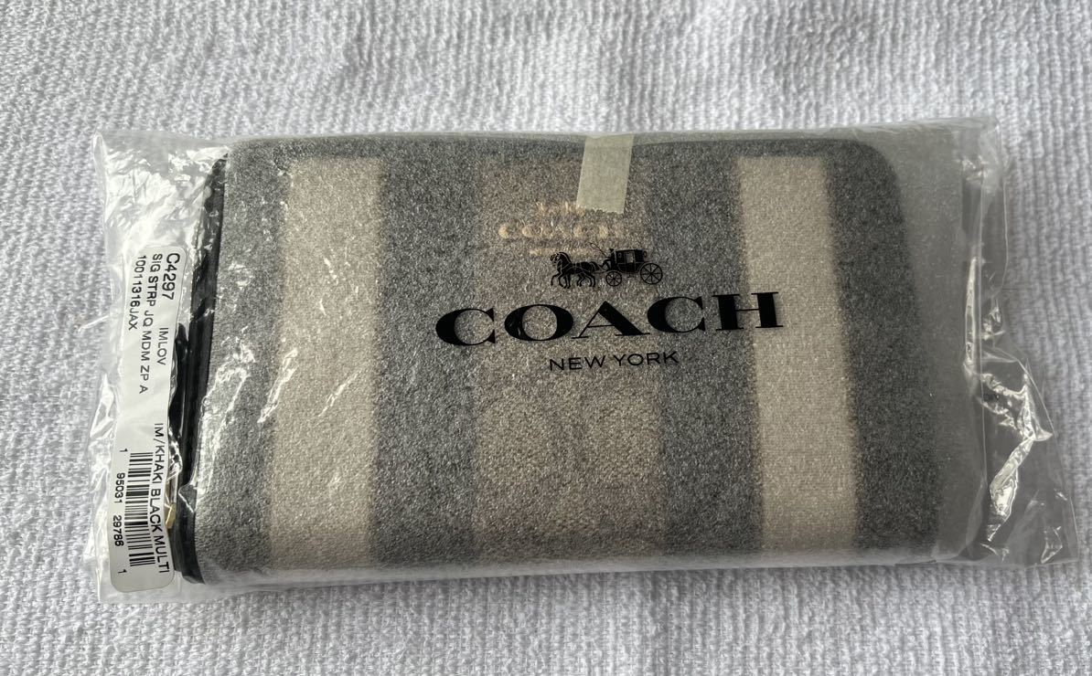 【送料無料】新品◆コーチ COACH◆C4297 シグネチャー柄 二つ折り長財布 中型財布 ミディアム ラウンドファスナー