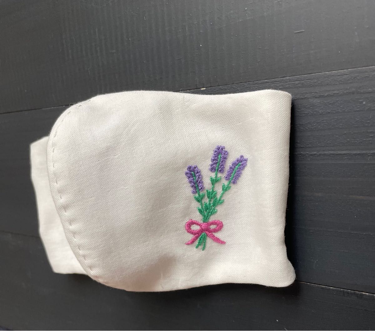 ラベンダー　刺繍入り　リボン刺繍　立体マスク 