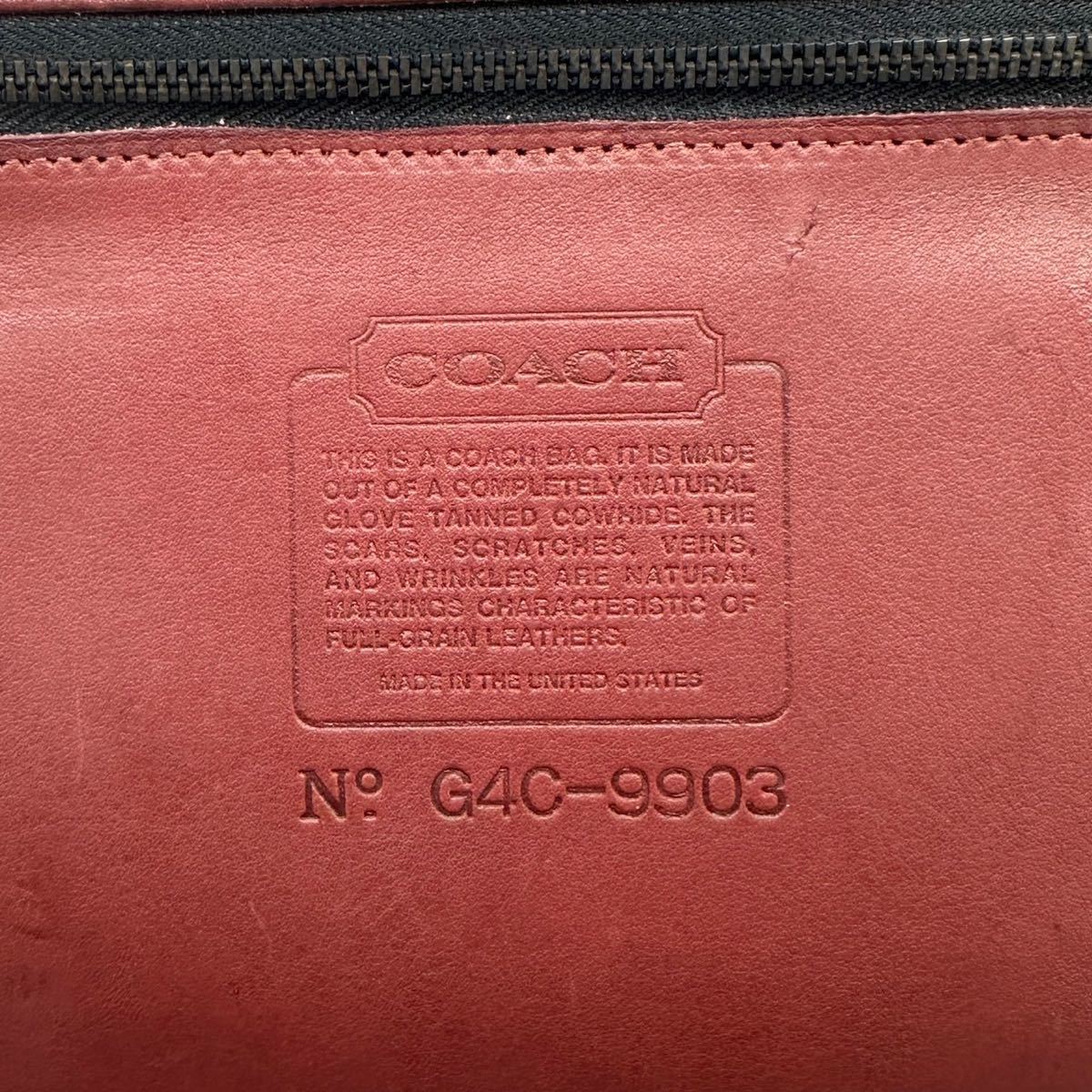 美品 COACH オールドコーチ 2way ハンドバッグ ショルダー ミニボストン ゴールド金具 グラブタンレザー ボルドー 赤 ビンテージ 型番9903_画像10