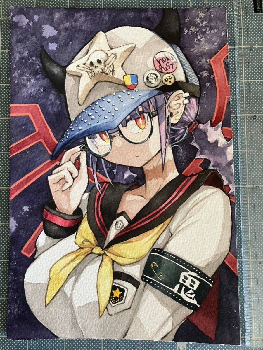 オリジナル 手描きイラスト 鬼セーラーちゃん 透明水彩 手描き オリジナル 手描きイラスト 鬼セーラーちゃん 透明水彩 手描き