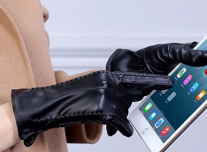  fake leather lady's glove smartphone correspondence gloves black 