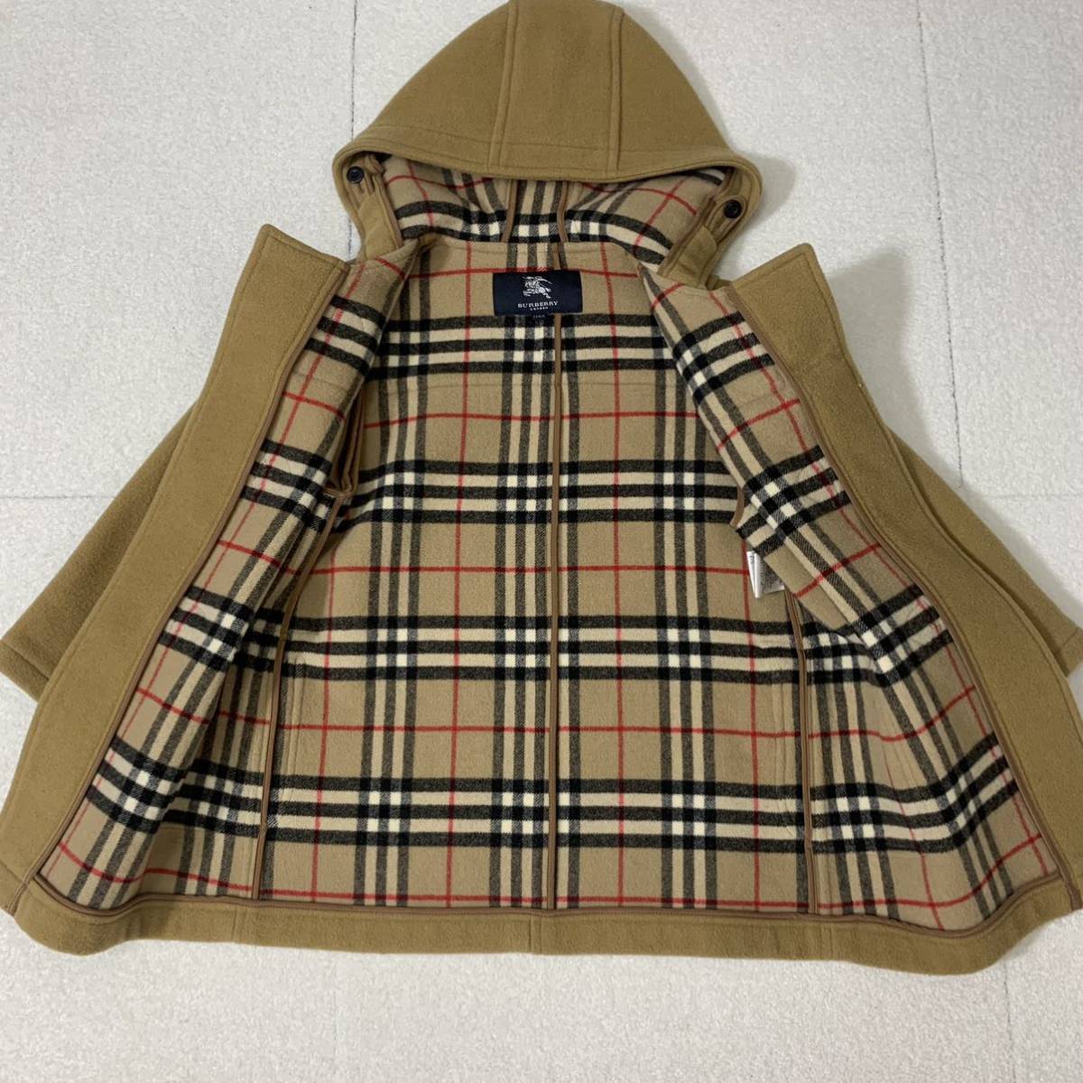 6321. BURBERRY LONDON ダッフルコート ノバチェック バーバリー ロンドン キャメル キッズ 男女兼用