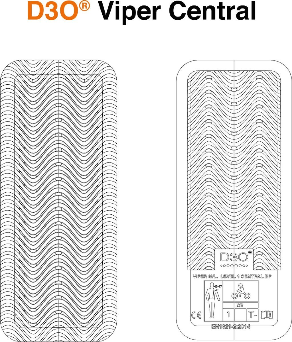 XS - 背中 - ICON D3O バイパー セントラル バック インパクト プロテクター_画像4