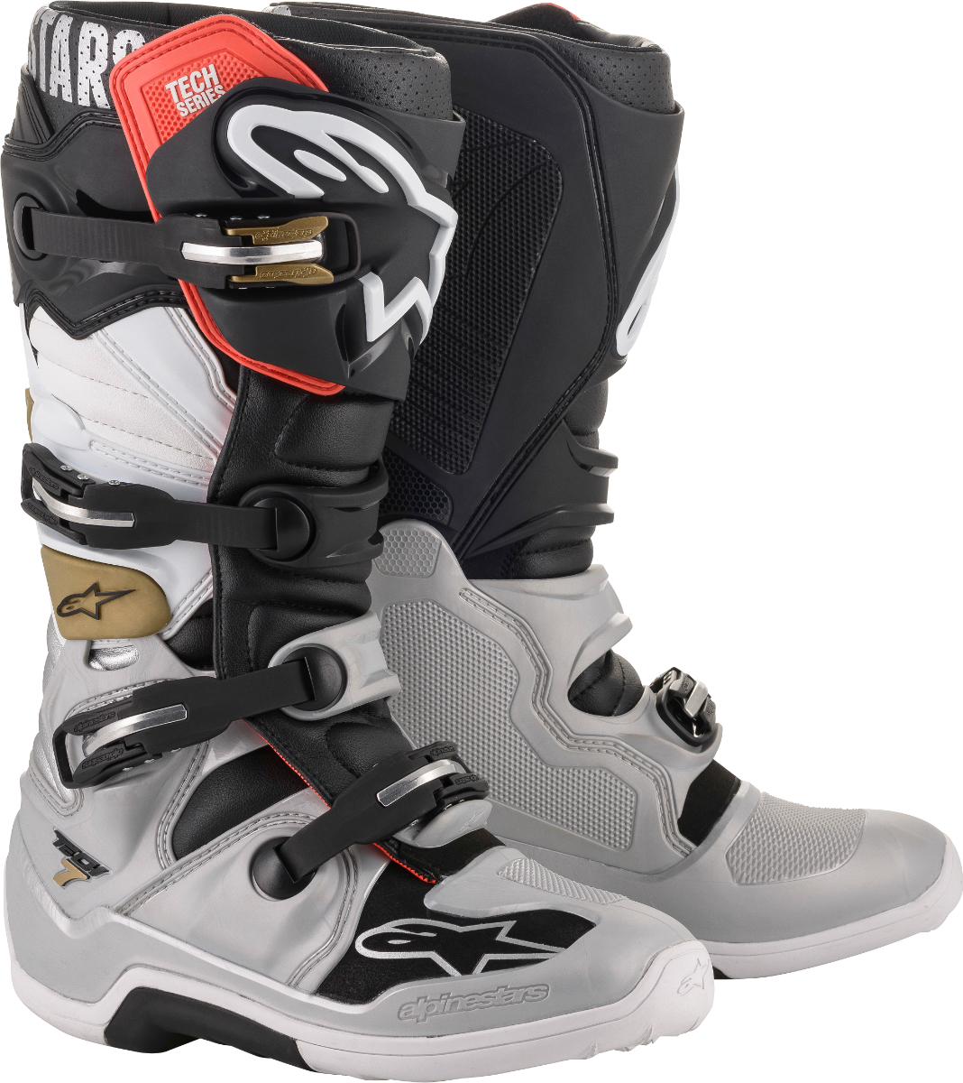 US 08 (約26cm) ALPINESTARS アルパインスターズ TECH 7 ブーツ ブラック/シルバー/ホワイト/ゴールド SZ 08_画像1