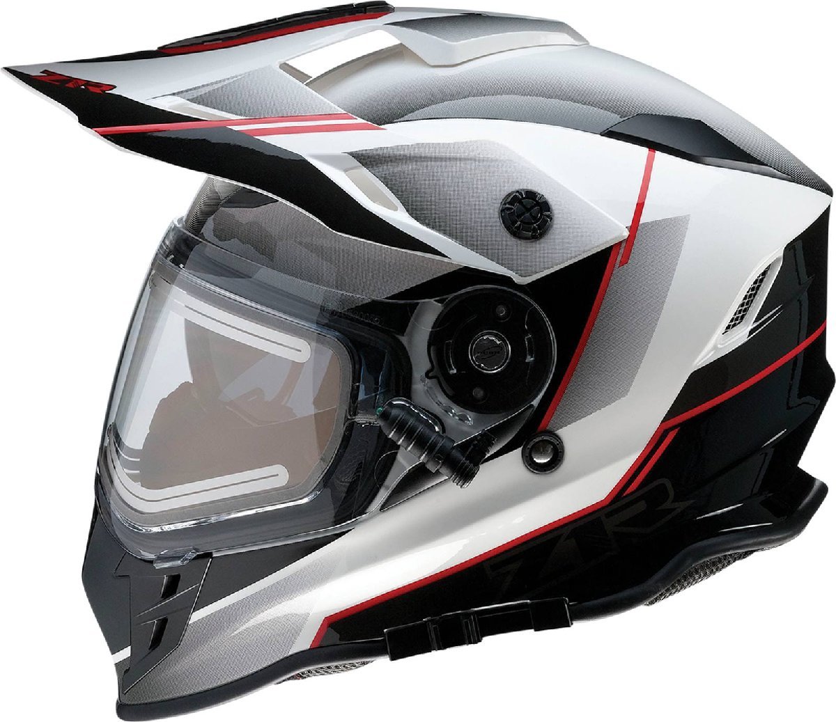Mサイズ - ブラック/レッド/ホワイト - Z1R Range Bladestorm スノー エレクトリック/電熱シールド付き ヘルメット