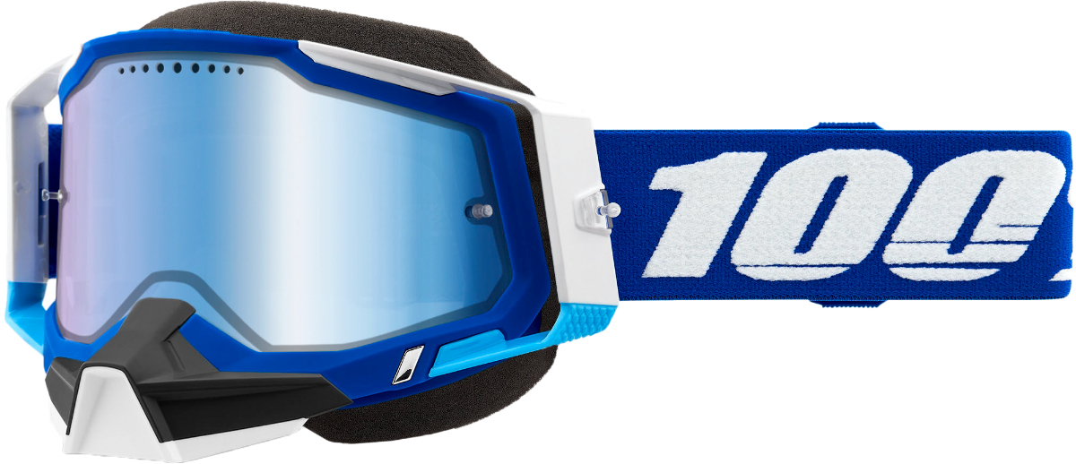 100% Racecraft 2 Snow Mobil Goggle Blue Mircor Blue Lens