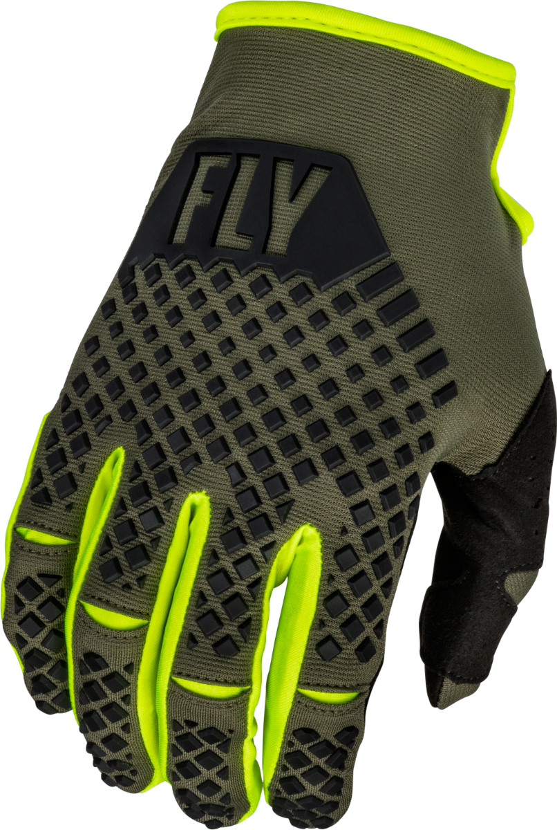 FLY RACING フライ レーシング 子供用 KINETIC キネティック オフロード MX グローブ 手袋 オリーブグリーン/ハイビズ YL
