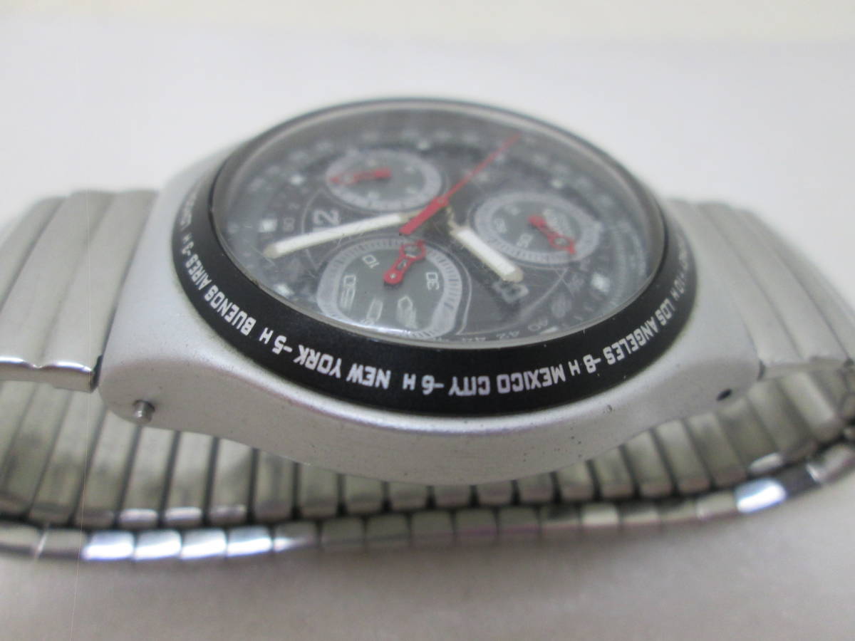 (95)♪Swatch スウォッチ IRONY アイロニー AG1997　メンズ腕時計 クロノグラフ デイト カレンダー フェイスのみアルミニウム 稼働品 _画像2