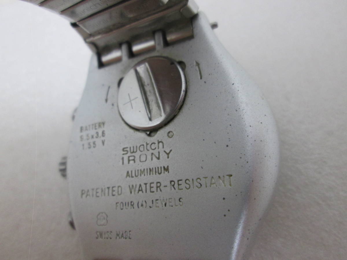 (95)♪Swatch スウォッチ IRONY アイロニー AG1997　メンズ腕時計 クロノグラフ デイト カレンダー フェイスのみアルミニウム 稼働品 _画像4