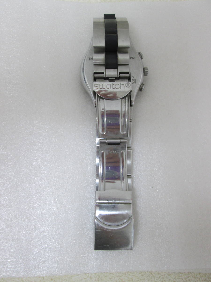 (95) ♪Swatch スウォッチ IRONY アイロニー AG1999 メンズ腕時計 クロノグラフ ステンレス 純正ベルト 稼働品_画像6