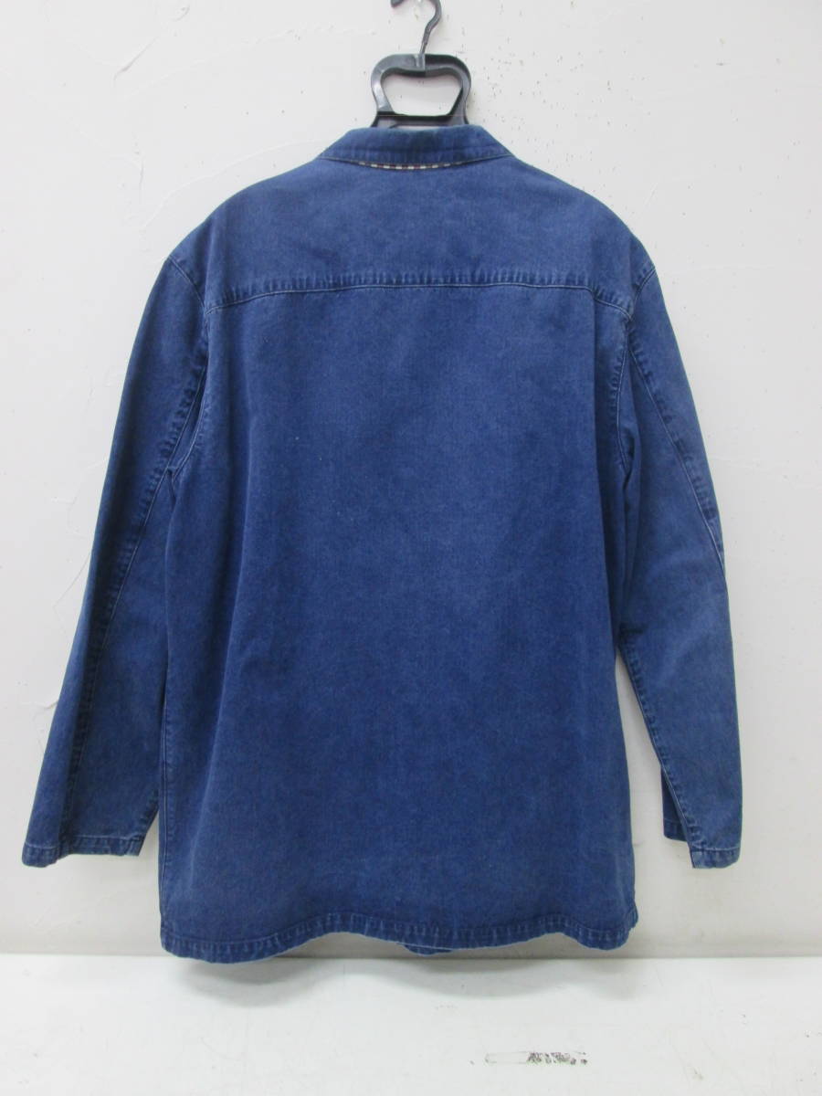 (96)♪Papas パパス メンズ デニム ジャケット コート Gジャン カバーオール 日本製 サイズL Pロゴ刺繍_画像2