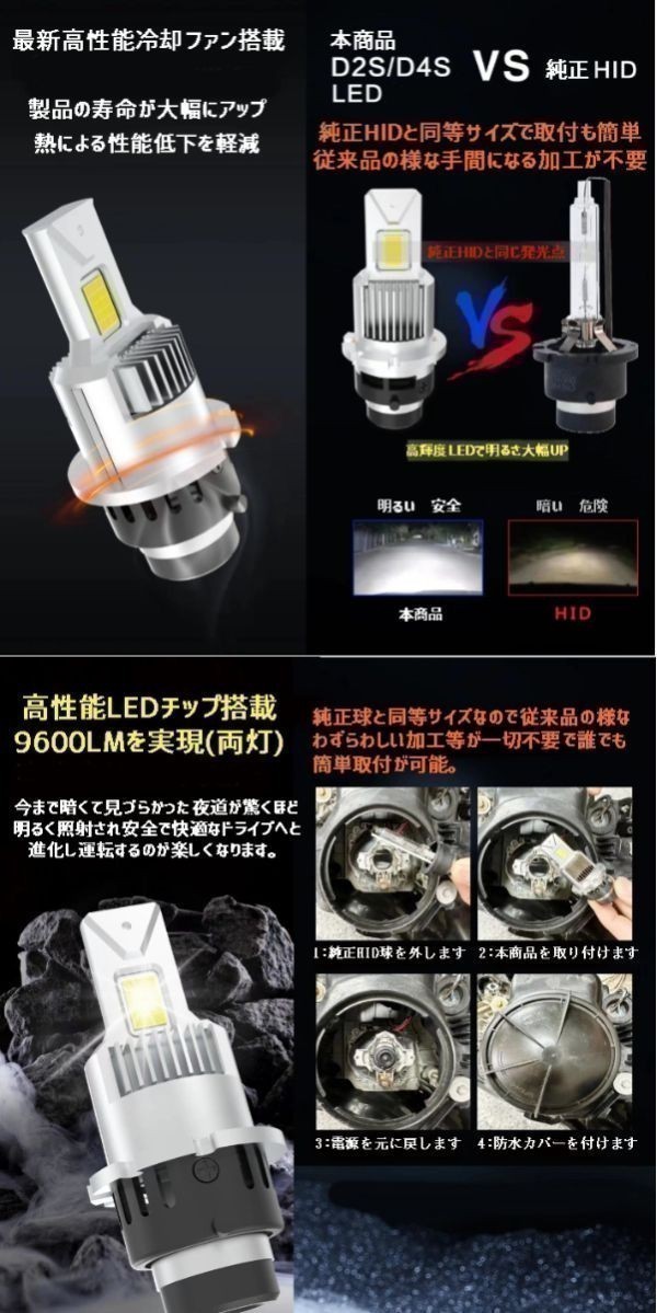 (P)D4 業界初 純正HIDを完全無加工でLEDへ GS350/430 GRS19#、 UZS190 H17.8 ～ HID D4S 装着車用 安心の車種別設定6500K