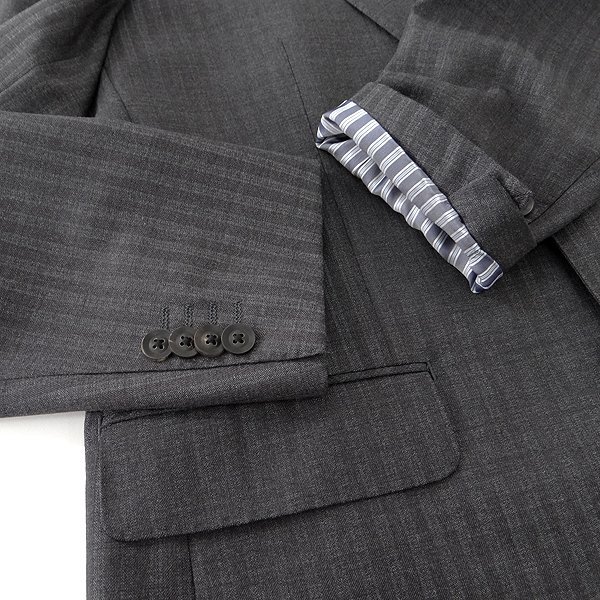 新品 サヴィルロウ DORMEUIL ウール ストライプ スーツ A5(M) 灰 【J43958】 秋冬 メンズ SAVILE ROW サビルロウ ドーメル ストレッチ_画像5