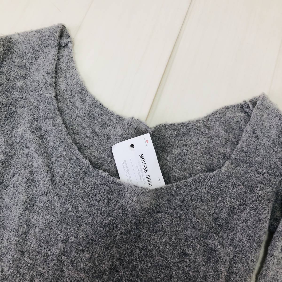 k1962 タグ付 MOUSSE レディース ニット ワンピース 薄手 ロング EXTRAFINE WOOL グレー シンプル 上品 上質 ナチュラルブーケスタイル_画像7