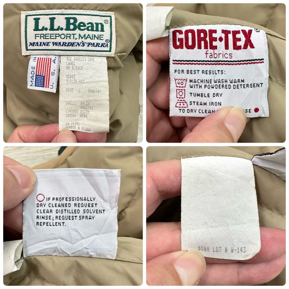 80s Vintage L.L.BEAN LLBEAN エルエルビーン FREEPORT MAINE ダウン ジャケット USA製 GORE-TEX ゴアテックス MADE IN U.S.A. サイズ L_画像9