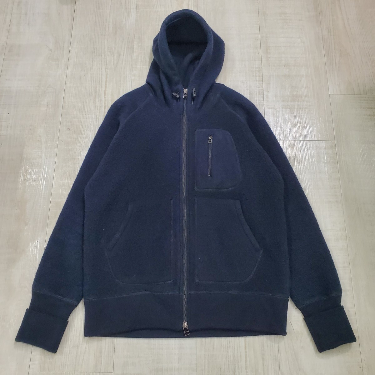 maillot マイヨ full zip wool parka フル ジップ ウール パーカー 圧縮ウール ジャケット JACKET ジップパーカー ネイビー サイズ 1_画像1