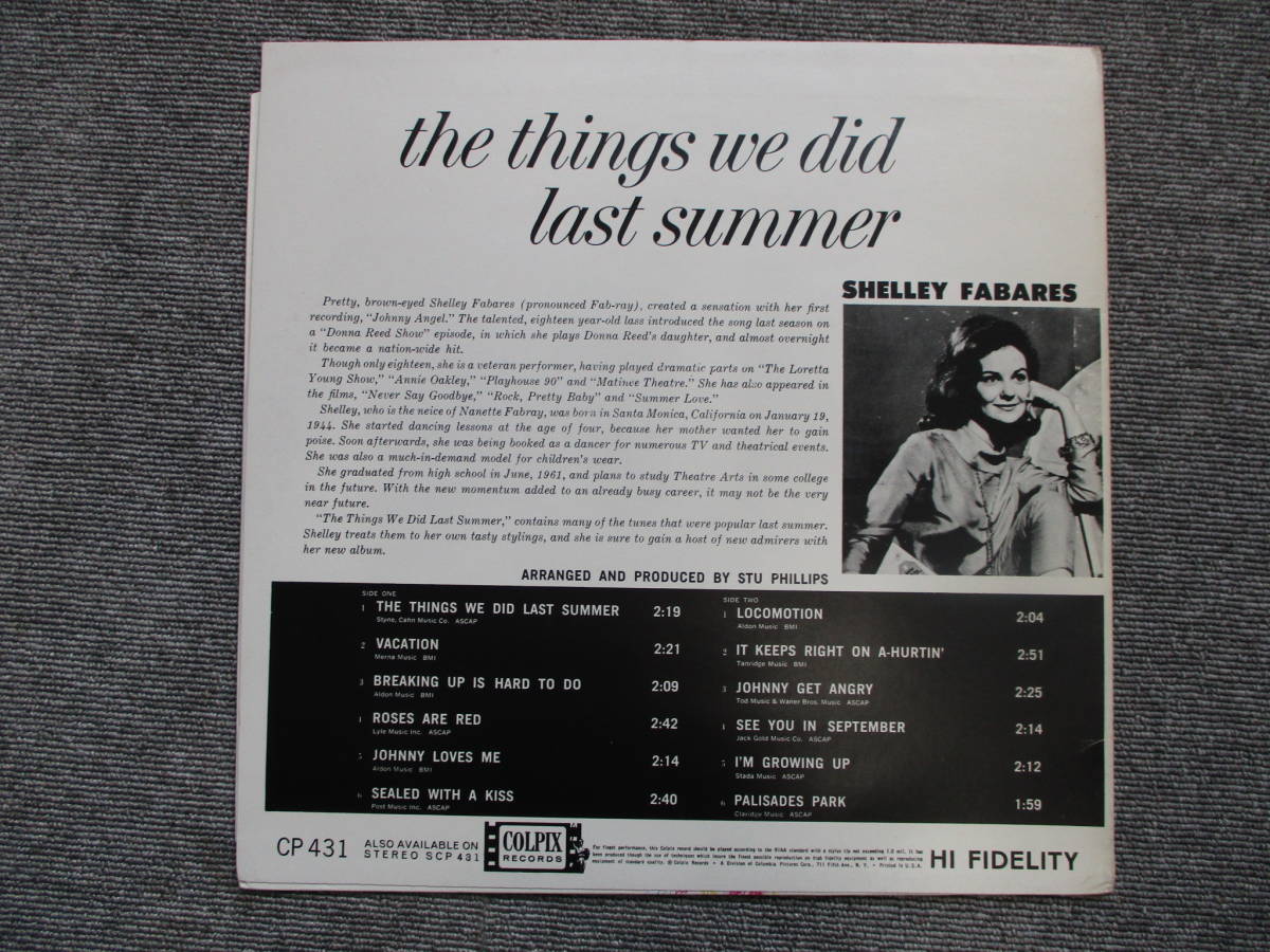 最終値下げ N662 棚ぬ 現状品 LP盤レコード SHELLEY FABARES / The Things We Did Last Summer / シェリー・フェブレー / 洋楽 11/22_画像5