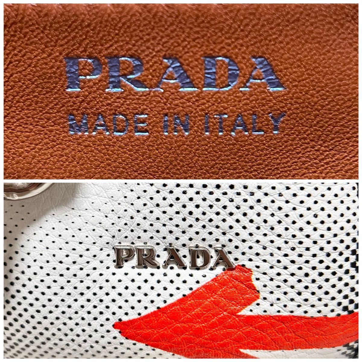 プラダ PRADA 美品 2016年春夏 16SS ハンドバッグ チェーン クラッチ ミニ Rabbit Arrow ラビットアロー 1BA027 レザーホワイト系_画像8