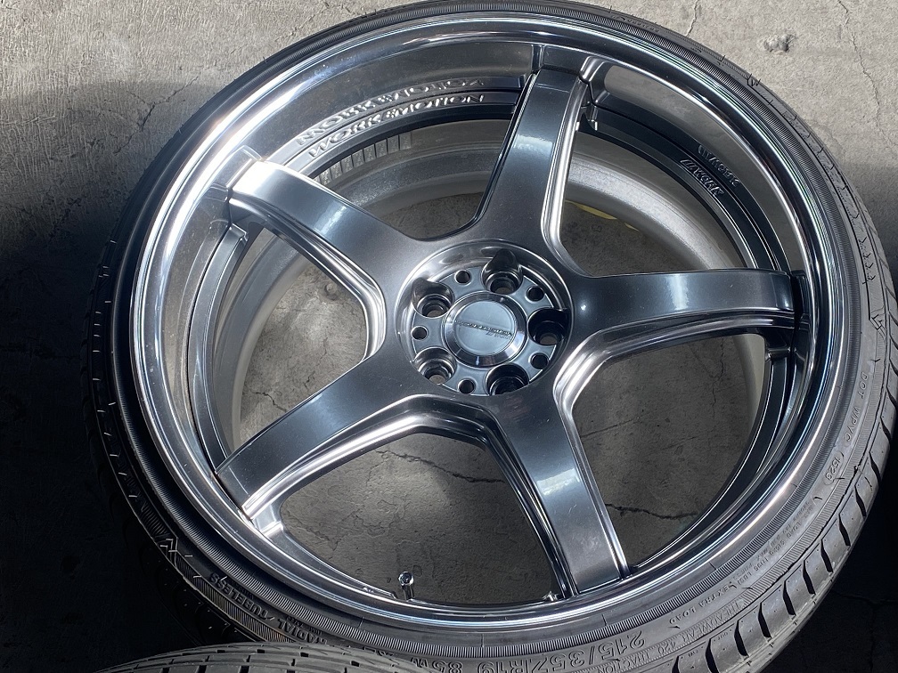 美品 WORKエモーション T5R 2P 19インチ9.0J+25 5H100(PCD100) 215/35R19 チューナーザイズ BRZ トヨタ86 プリウス カローラスポーツの画像5