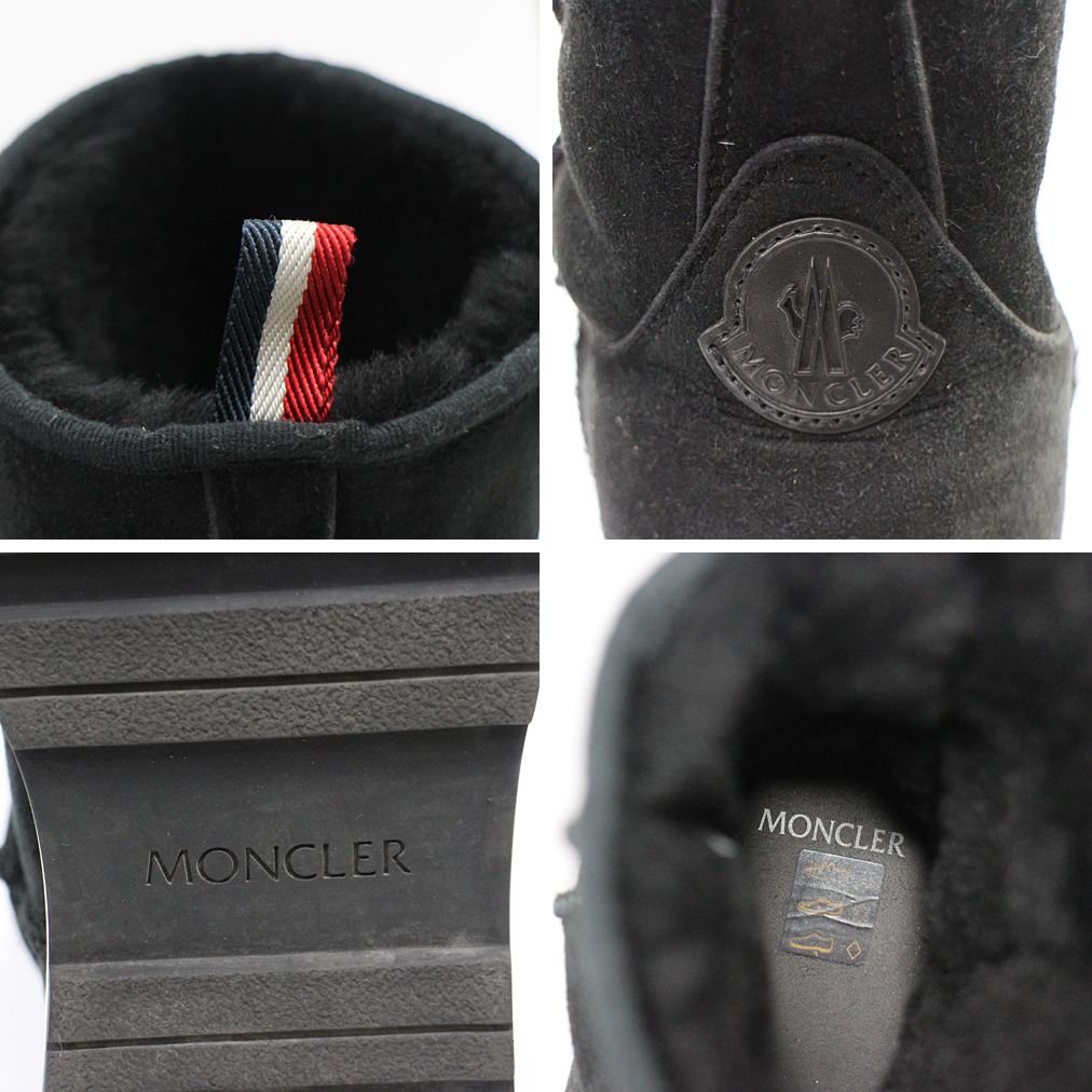 【MONCLER】モンクレール ムートンブーツ トリコロールソーム GABY ブラック　スェード メンズ サイズ 40（約25cm）