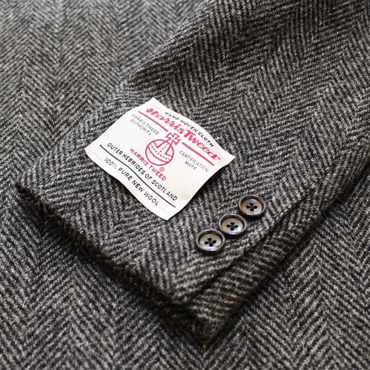 SALE новый продукт осень-зима Британия Harris твид Harris Tweed пепел серый . "в елочку" криптомерия диагональный рубчик пальто с отложным воротником (L)
