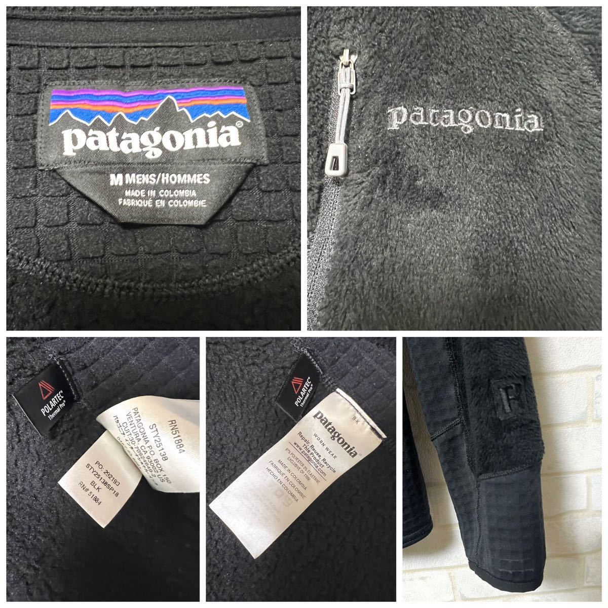 【希少】Patagonia R2 FLEECE JACKET BLACK パタゴニア R2 フリース ジャケット 25138SP18 メンズM 黒_画像8