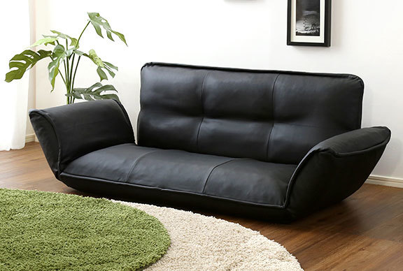  legs . removing low sofa . compact reclining couch sofa 2 seater . synthetic leather black color 