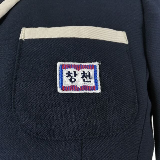 1円 韓国制服 ブレザー チェックスカート ネクタイ 上下4点セット 冬物 女子 学生服 ソウルチャンチョン中学 紺 制服 中古 ランクC KU0814_画像5