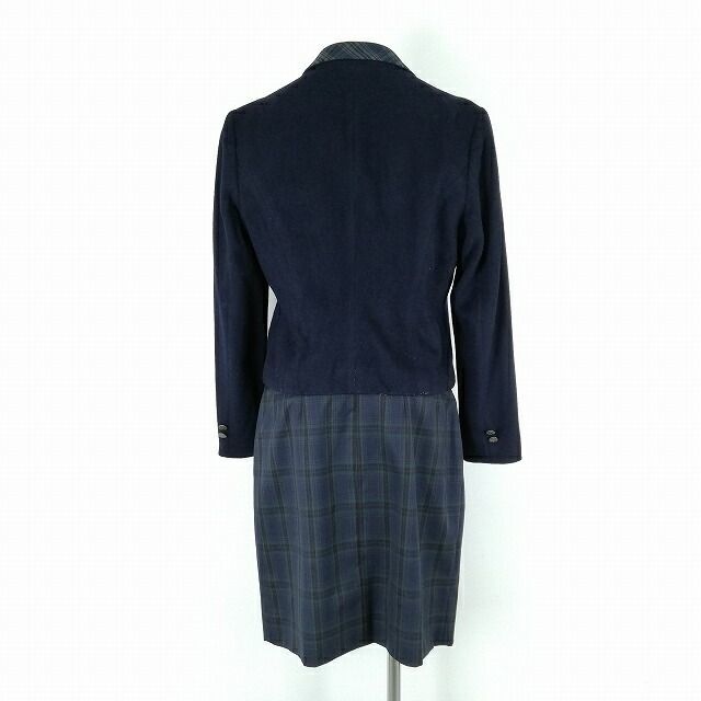 1円 韓国制服 ブレザー チェックスカート ネクタイ 上下4点セット 冬物 女子 学生服 中学 高校 紺 制服 中古 ランクC KU0910_画像2