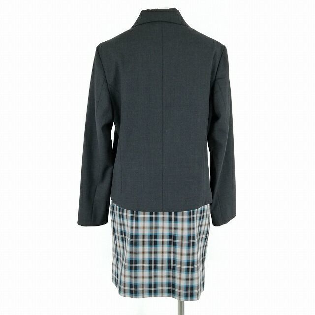 1円 韓国制服 ブレザー ミニスカート 上下2点セット 大きいサイズ 冬物 女子 学生服 中学 高校 グレー 制服 中古 ランクC KU0983_画像2