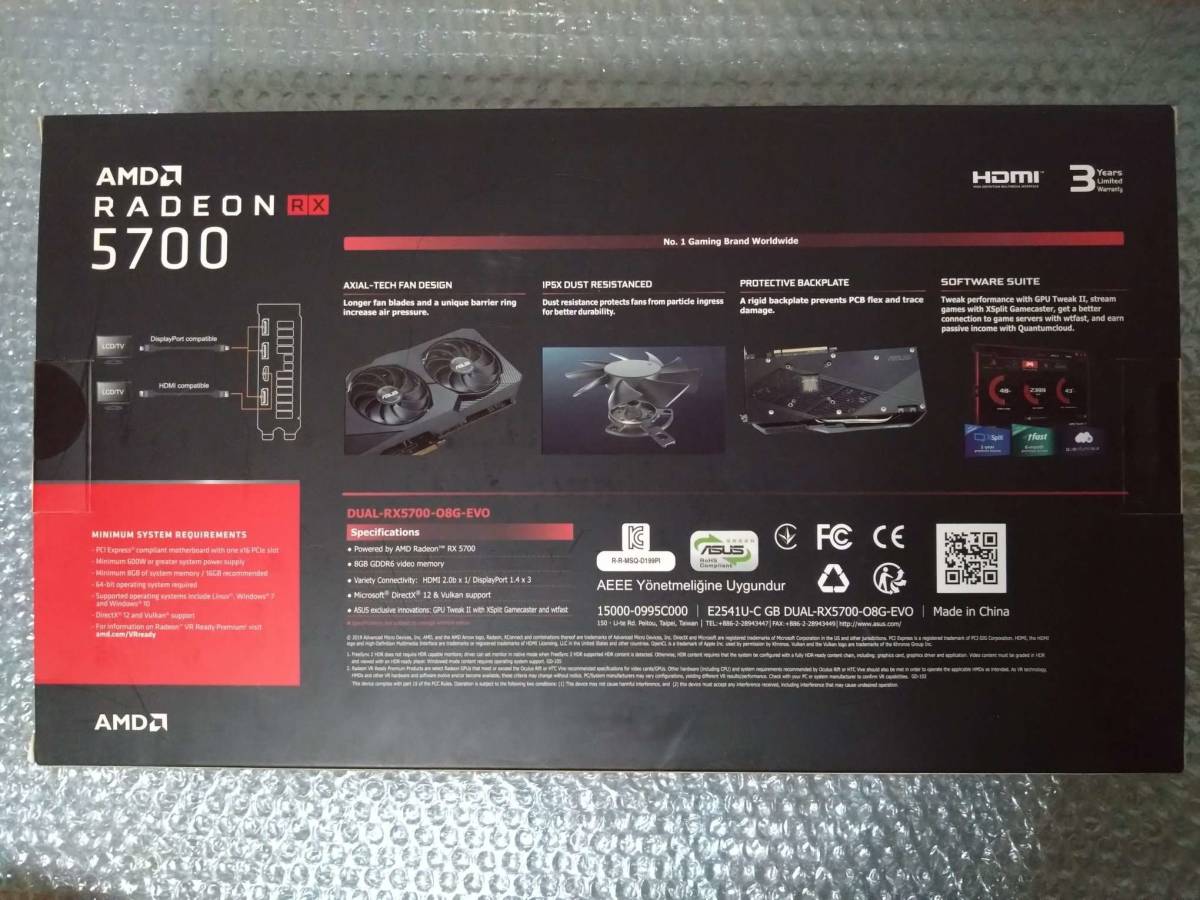 【動作確認済】ゲーミング グラボ FF15ベンチ快適♪AMD Radeon ASUS RX 5700 DUAL-RX5700-O8G-EVO DP HDMI DVI _画像4