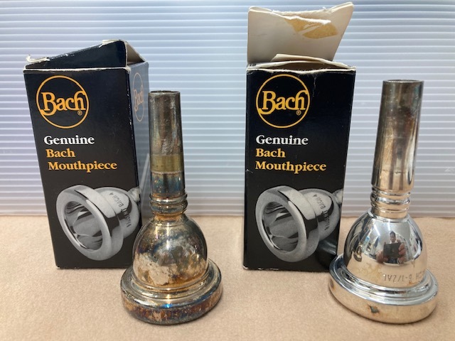 25443* Bach バック Trombone Mouthpiece トロンボーン用マウスピース 3416HA 3505G 計2点 おまとめ 金管楽器 楽器 パーツ ケース付 現状品_画像1