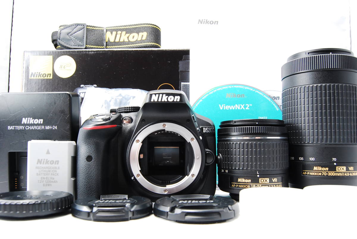 ■美品■ニコン Nikon D5300 AF-P ダブルズームキット ≪ショット数約3500回≫ AF-P 18-55/70-300mm付 D5300WZ3 11ME30227005_画像1