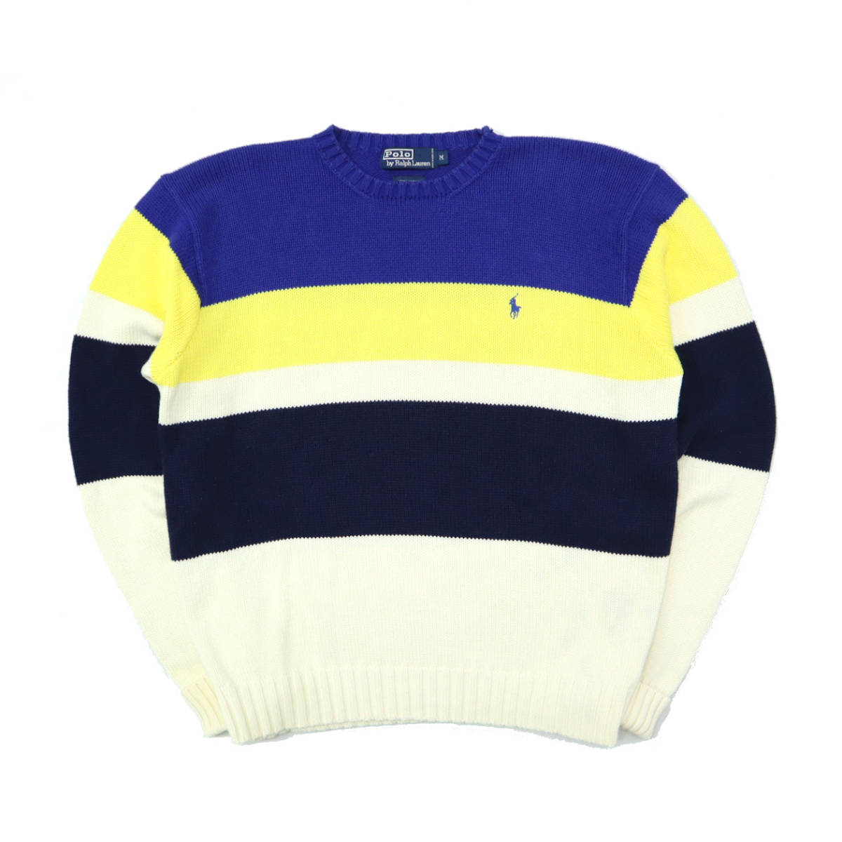 90s ヴィンテージ POLO RALPH LAUREN ポロ ラルフローレン マルチカラー ボーダー コットン ニット セーター 90年代 M 古着 ビンテージ